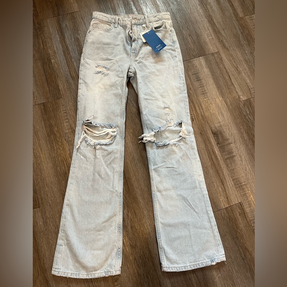 NWT Bershka Lightwash Distressed Flare Jean Size 6